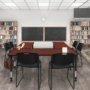 Kee 66" x 24" Height Adjustable Classroom Table - Cherry - Picture 1 of 1