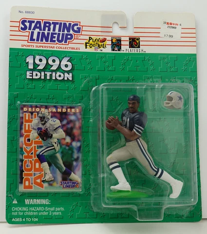 Deion Sanders Cowboys Starting Line Up figure with Card 1996 Hasbro New NRFB VTG Cover