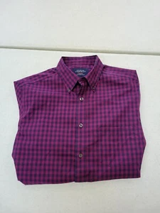 Charles Tyrwhitt Button dress Shirt SMALL violet red blue Check long Sleeve Men - Foto 1 di 11