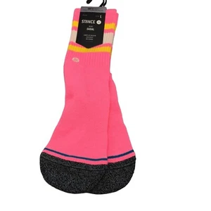 Stance Large Boyd Kids Crew Socks Size 3-5.5 Pink Black Yellow - Picture 1 of 4