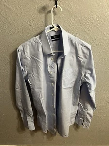 Nordstrom Men's Shop Trim Fit Long Sleeve Blue Button Up Shirt Size 15.5 34-35 - Picture 1 of 8