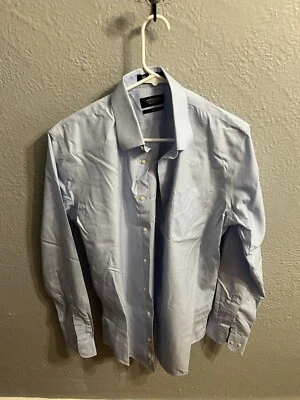 Camisa con botones azul manga larga ajuste ribete tienda Nordstrom para hombre talla 15,5 34-35 Foto 1 de 4