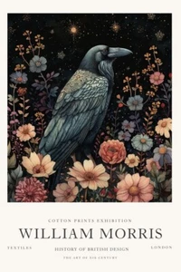 William Morris Vintage Crow Exhibition Flowers Cotton Prints Wall Art Poster - Picture 1 of 6