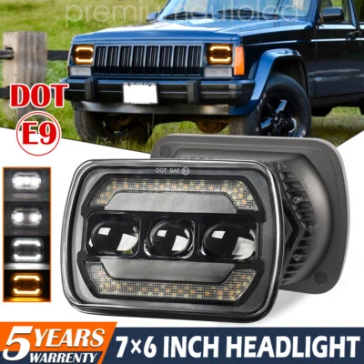DOT 5X7" 7X6" LED Headlight Turn signal DRL Projector For Jeep Cherokee XJ/YJ/MJ - Image 1 of 4