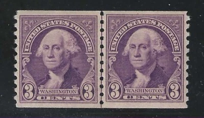 US STAMP #721 COIL LINE PAIR --- 3c WASHINGTON - VF-XF - MINT - GRADED 85 - Image 1 of 2
