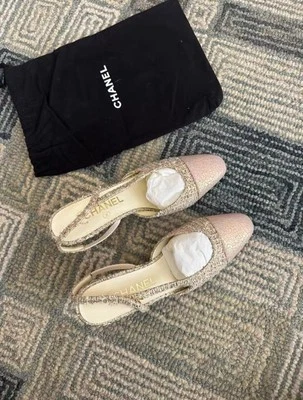 香奈儿联锁 CC 露跟高跟鞋粗花呢 37 码 — 第 1/4 张图片