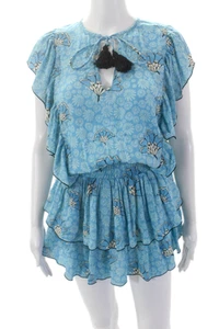 Cool Change Womens Floral V-Neck Elastic Waist Sleeveless Dress Blue Size XS - Picture 1 of 5