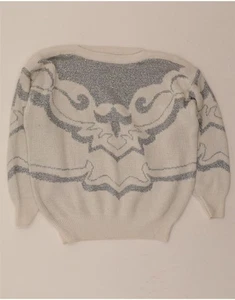 C&A Womens Abstract Pattern Boat Neck Jumper Sweater IT 48 XL White CQ15 - Picture 1 of 3