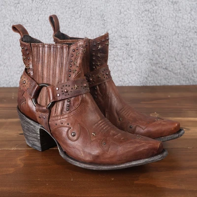 Old Gringo Boots Women 7 Yippe Ki Yay Emilia Leather Handtooled 5” Ankle Western - Image 1 of 4