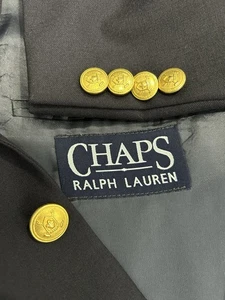 Chaps Ralph Lauren Jacket Mens Navy Blue Wool Blazer Gold Shield Button 39R - Picture 1 of 11