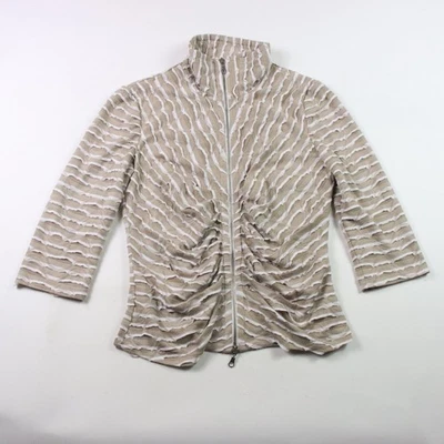 Joseph Ribkoff Women's Size 10 Full Zip Jacket Brown White Textured Stretchy - Image 1 of 4