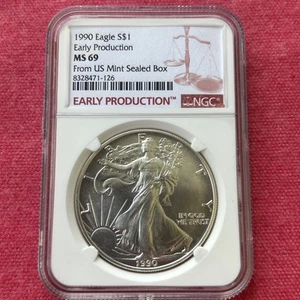 🇺🇸1990 Silver Eagle-Early Production-NGC MS69-Struck In 89’🦅 - Picture 1 of 4