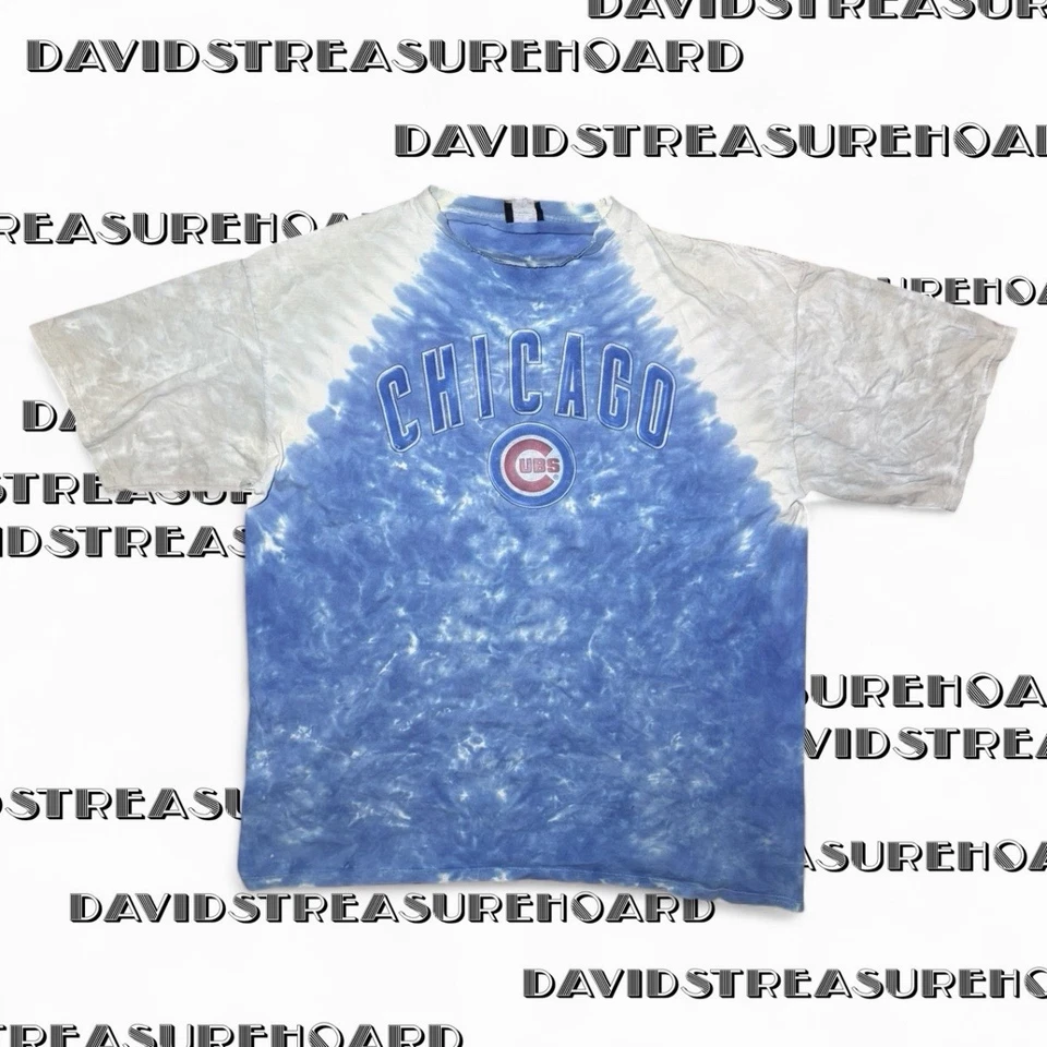 Vintage Y2K Chicago Cubs Shirt Mens 2XL Liquid Blue Tie Dye MLB Sport 00s USA - Image 1 of 4