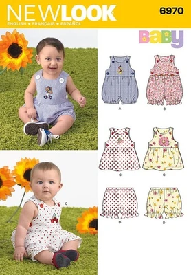 New Look 6970 Baby Romper Dress Panties Sewing Pattern Sizes A Nb S M L - Image 1 of 3