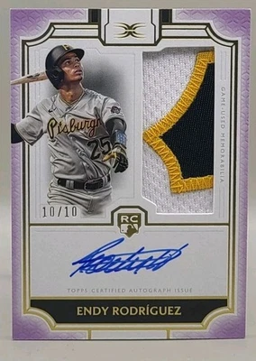 2024 Topps Definitive Endy Rodriguez RC PATCH Relic Auto 10/10 Purple BOOKEND - Image 1 of 2