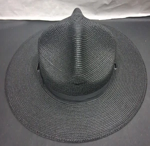 NEW The Lawman Genuine Milan Mens Straw Trooper Style Hat Black 7 1/4" - Picture 1 of 6