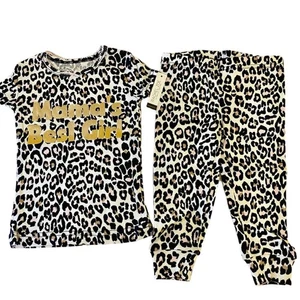 Pigiama Rachel Zoe Nuovo 18M Mamas Best Girl Stampa Ghepardo Set 2 Pezzi - Foto 1 di 6