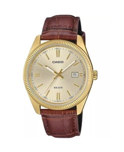 CASIO Men Analog Quartz Casual Watch Classic Dress Gold color Dial Waterproof Ro - Picture 1 of 6