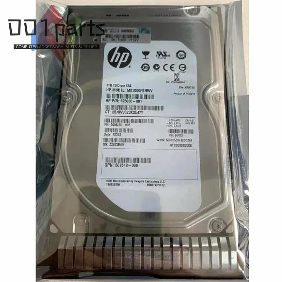 NEW HPE 653959-001 638521-002 652766-B21 3TB 7.2K 3.5" 6G SAS Hard Drive - Image 1 of 1