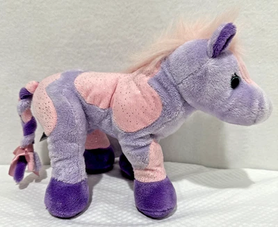 Ganz Webkinz Plush Mystic Pony MH485 Pink Purple Sparkle Braided Tail No Code - Image 1 of 4