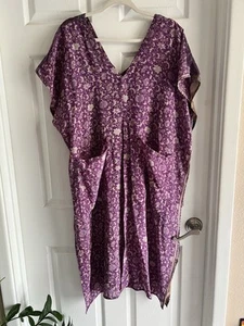 Free Size Kantha Bae Split Muu Top Purple Floral Vtg Crepe Silk Sari Saree Boho - Picture 1 of 4
