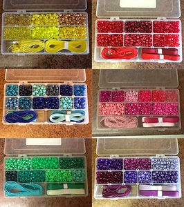 Beads Kit, Approx 600 Pony Beads, 1x18 Compartment Case, 20 Metres stringing - Picture 1 of 7