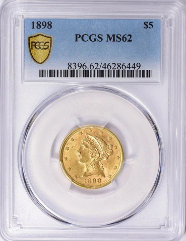 1898 LIBERTY HEAD HALF EAGLE $5 GOLD PCGS MS62 Cover