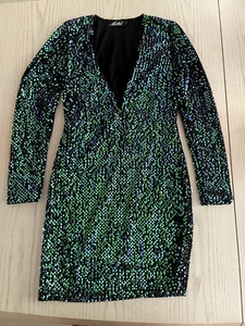 Motel Green Sequin Bodycon Dress in size S (UK 8/10). Preloved. - Picture 1 of 3