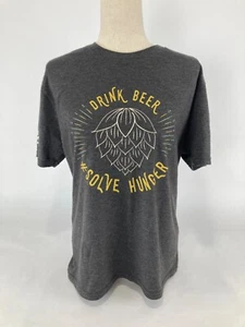 'Drink Beer Solve Hunger' Silver Harbor Brewing Co Gray Logo T-Shirt Men’s S - Picture 1 of 9