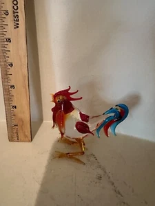 Vintage Murano Stil Kunst mundgeblasene Glas Hahn Figur 3" groß - Bild 1 von 2