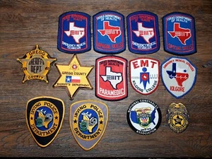 13 Mixed New IRVING Police GREGG COUNTY Sheriff KILGORE EMT  Patches TEXAS  - Picture 1 of 6