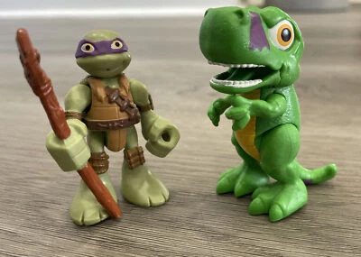 TMNT Teenage Mutant Ninja Turtles HALF SHELL HEROES Donnie & T-Rex Dino Difícil de Encontrar Foto 1 de 4