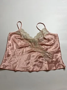 VTG Victoria’s Secret Vintage Gold Label Camisole Pink Cream Lace Lingerie Sz M - Picture 1 of 6