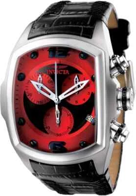 Invicta 6095 Lupah Chronograph Dial Red Swiss Quartz Movement Black Leather Band - image 1 of 3