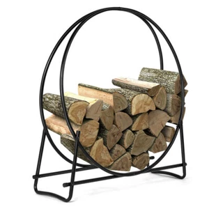 102cm Tubular Steel Log Hoop Firewood Storage Rack Holder Round Display New - Picture 1 of 11