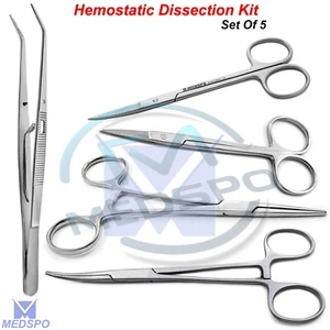 Kit de herramientas veterinarias tijeras médicas pinzas de sutura hemostático de disección quirúrgica - Imagen 1 de 11