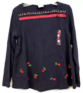 NEW 2006 Gymboree Cherry Pie Shirt sz 7 Fruit Embroidered Ribbon Sqaure Neck - Picture 1 of 8
