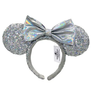 Silver Minnie Mouse Ears Cinderella Magic Mirror DisneyParks Bow Headband Girl - Picture 1 of 8