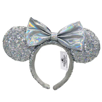 Diadema con moño de plata orejas de Minnie Mouse Cenicienta espejo mágico parques Disney regalo Foto 1 de 4