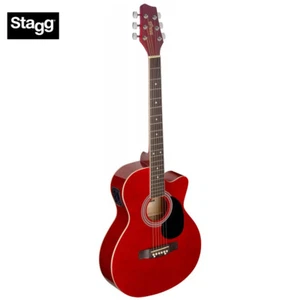Stagg SA20ACE Full Size Cutaway Auditorium Style Acoustic Electric Guitar - Red - Picture 1 of 1
