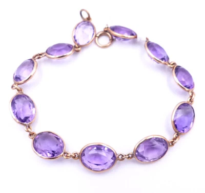 Brazalete de oro rosa de 14 quilates amatista de 7,3 pulgadas Foto 1 de 2