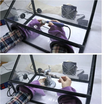 220V Fan Fully Two-holes Enclosed Electric Grinding Polisher Acrylic Dust Box - Image 1 of 4