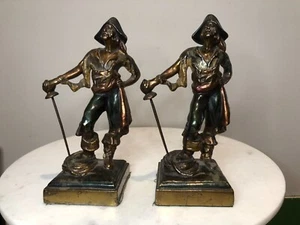 Paul Herzel, Antique Pompeian Bronze Pirate Sculpture Bookends - Picture 1 of 12