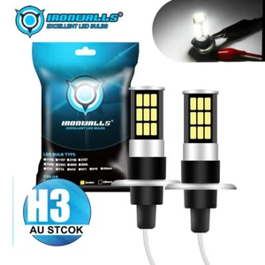 2x IRONWALLS H3 LED 80W HEADLIGHT FOG DRIVING LIGHT BULBS CAR LAMP GLOBES 6000K - Picture 1 of 12
