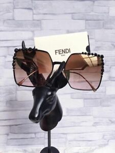 Authentic Fendi FF 0259/S 205 53 Square Sunglasses Black/gold Frame Brown Lens