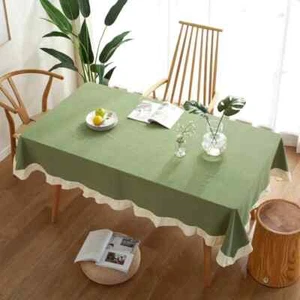 Cotton Fabric Flounce Stitching Table Cloth Washable Tablecloth for Party Decor - Picture 1 of 35