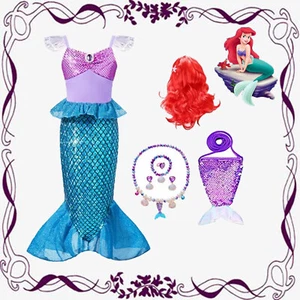 Kids Ariel Mermaid Princess Dress Up Costume Fancy Party Cosplay Outfit GirlGift - Picture 1 of 15