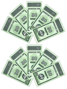 Mongolia 50 Mongo, Year 1993, Series AA, Various Serial Numbers, P51 (LOT of 10) - Picture 1 of 1