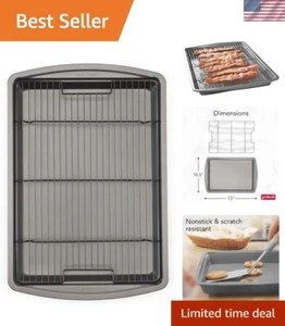 15" x 10.5" Nonstick Carbon Steel Baking Pan & Rack Set - Dishwasher Safe - Picture 1 of 12