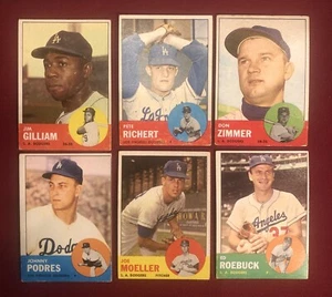 1963 Topps LA Dodgers STARS Team LOT (6) Ed Roebuck Moeller Podres ⭐️Crease Free - Picture 1 of 2